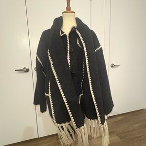 Toteme Black and White Cardigan with Scarf